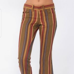 1970s Striped Cropped Hippie Low Rise Bohemian